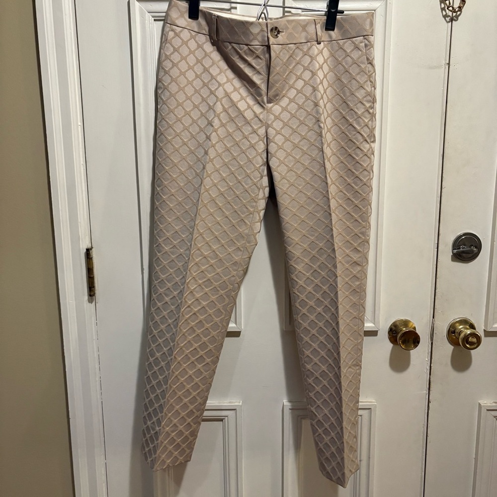 Banana Republic Beige Diamond Pattern Trousers -  SIze 10